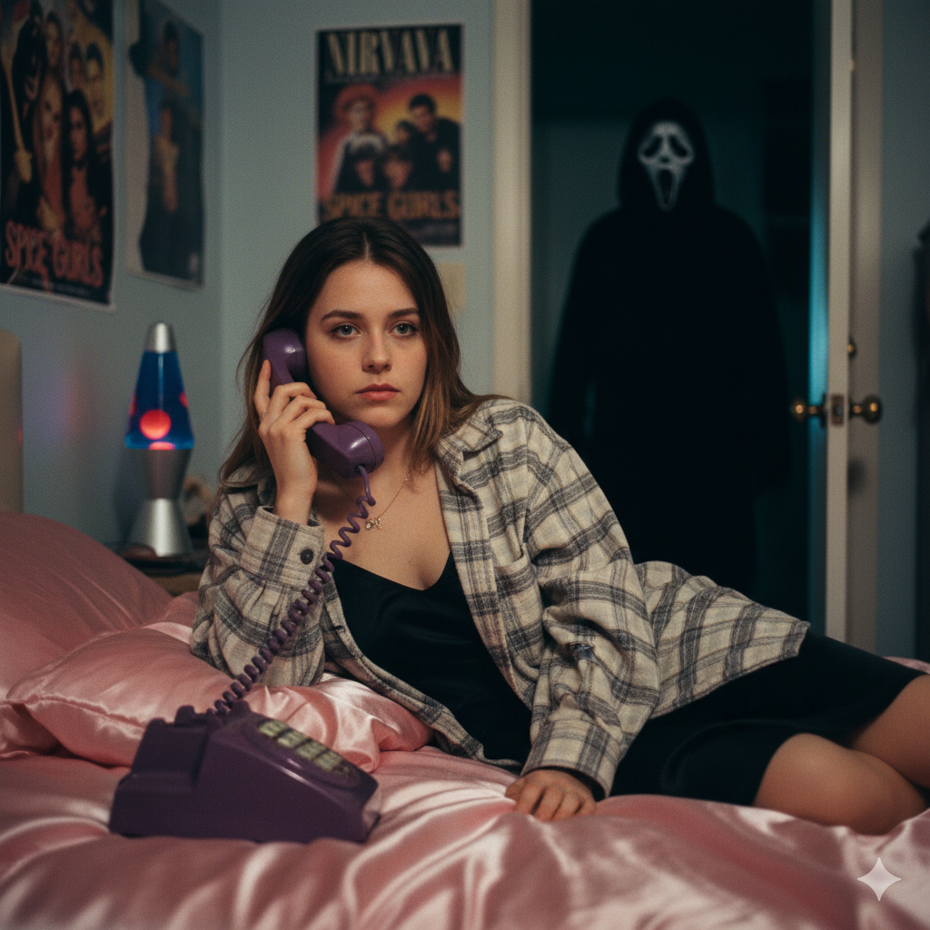 90'lar tarzı telefon ve balkabağı